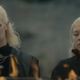 Daemon and Rhaenyra look at a small fire